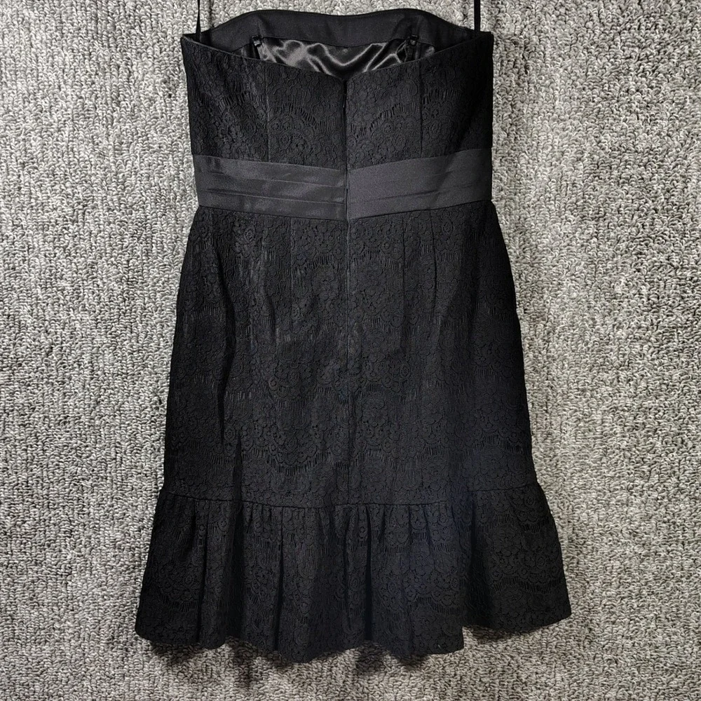 WHBM Lace Strapless Dress Black Ruffle Bottom Cocktail Womens 6 Whimsygoth